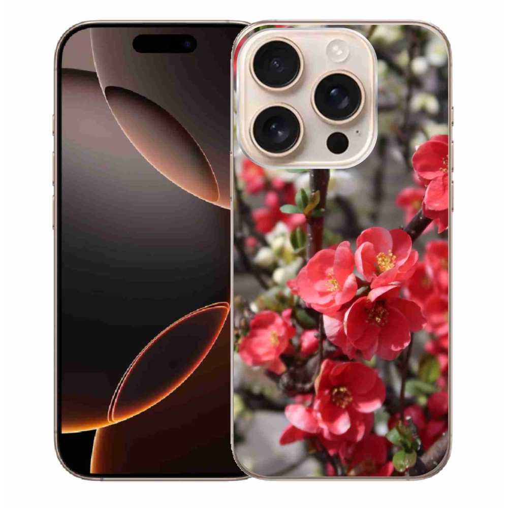 Gelový kryt mmCase na iPhone 16 Pro Max - červené květy
