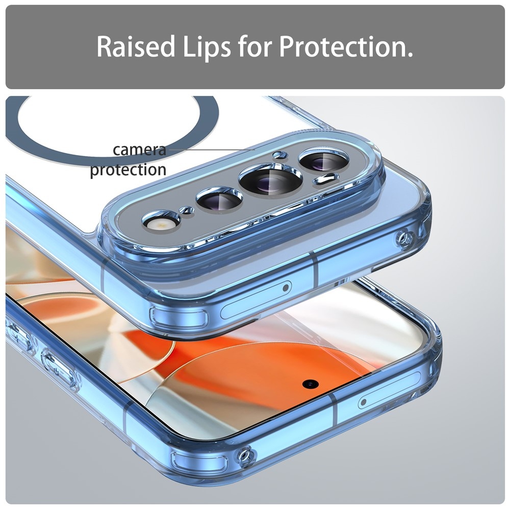 Clear gelový obal s pevnými zády a MagSafe na Google Pixel 11 Pro - modrý