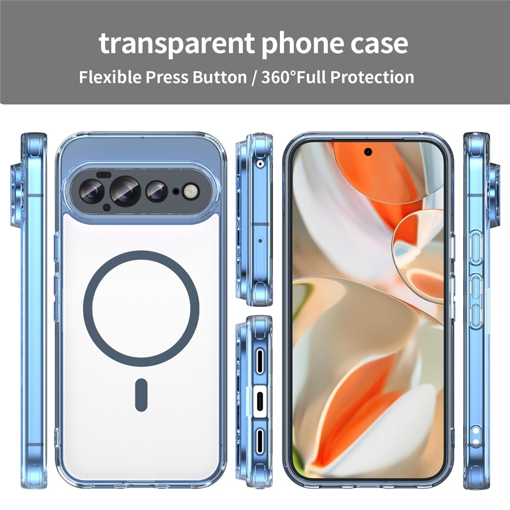 Clear gelový obal s pevnými zády a MagSafe na Google Pixel 11 Pro XL - modrý