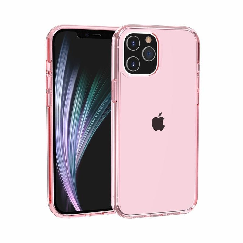 Clear gelový obal s pevnými zády pro mobil iPhone 12 - růžový