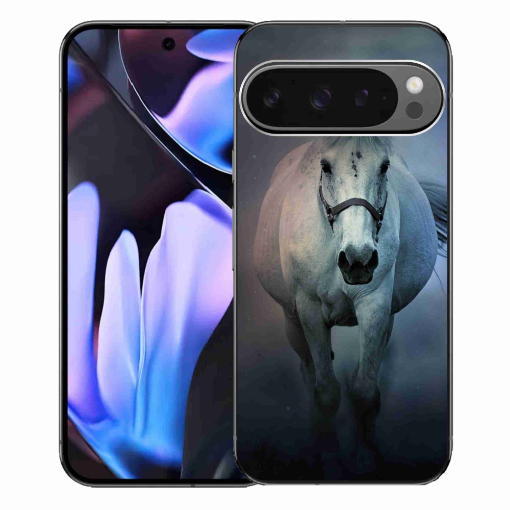 Gelový obal mmCase na Google Pixel 9 Pro XL - běžící bílý kůň