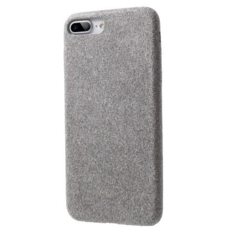 Cloth plastový obal potažený PU kůží na iPhone 7 Plus a iPhone 8 Plus - světle šedý