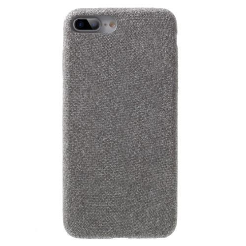 Cloth plastový obal potažený PU kůží na iPhone 7 Plus a iPhone 8 Plus - světle šedý