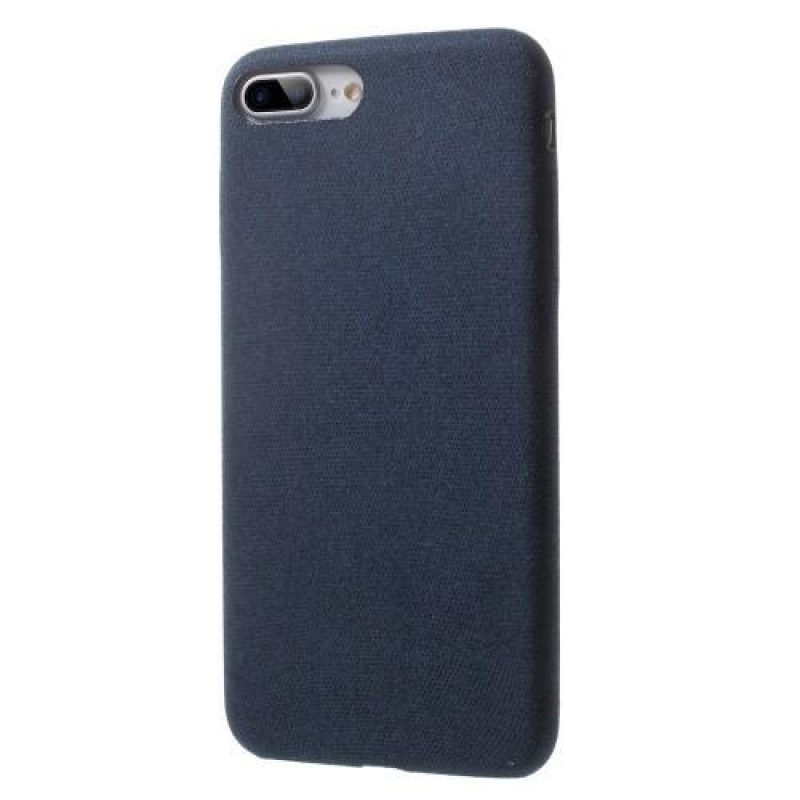 Cloth plastový obal potažený PU kůží na iPhone 7 Plus a iPhone 8 Plus - tmavě modrý