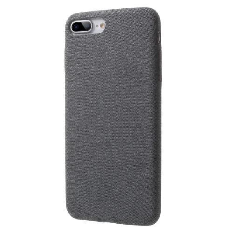 Cloth plastový obal potažený PU kůží na iPhone 7 Plus a iPhone 8 Plus - tmavě šedý