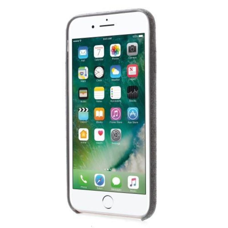 Cloth plastový obal potažený PU kůží na iPhone 8 a iPhone 7 - světle šedý