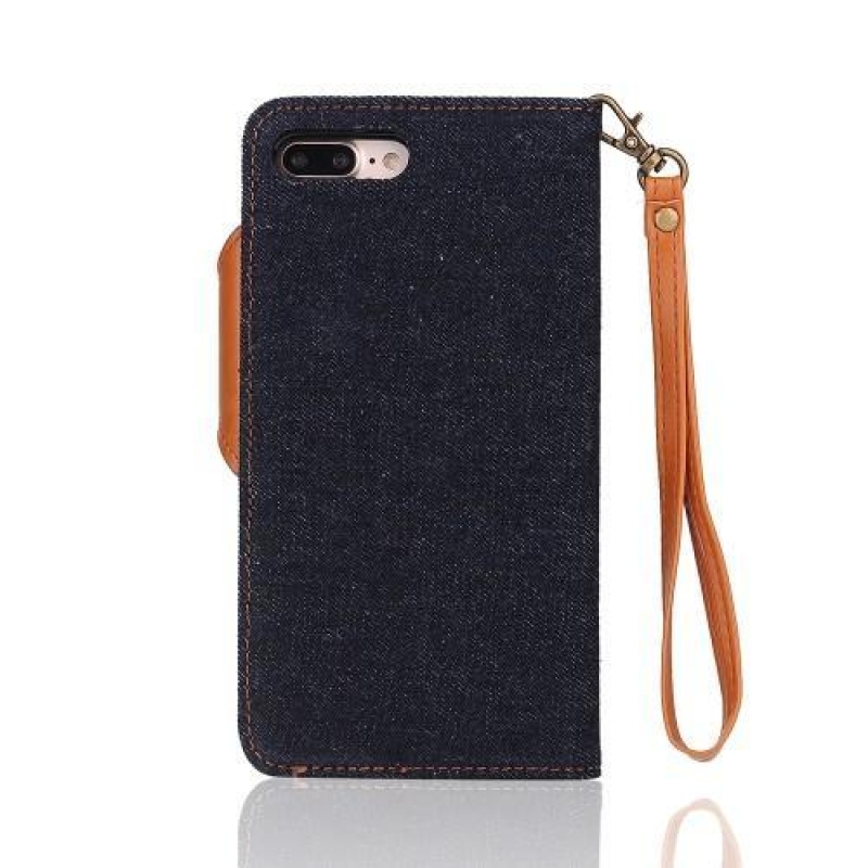 Cloth textilní/PU kožené pouzdro s vyjímatelným uchycením na iPhone 7 Plus a 8 Plus - černé
