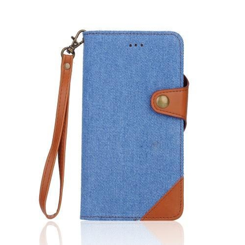 Cloth textilní/PU kožené pouzdro s vyjímatelným uchycením na iPhone 7 Plus a 8 Plus - světlemodré