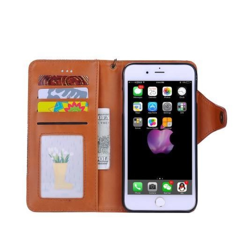 Cloth textilní/PU kožené pouzdro s vyjímatelným uchycením na iPhone 7 Plus a 8 Plus - světlemodré