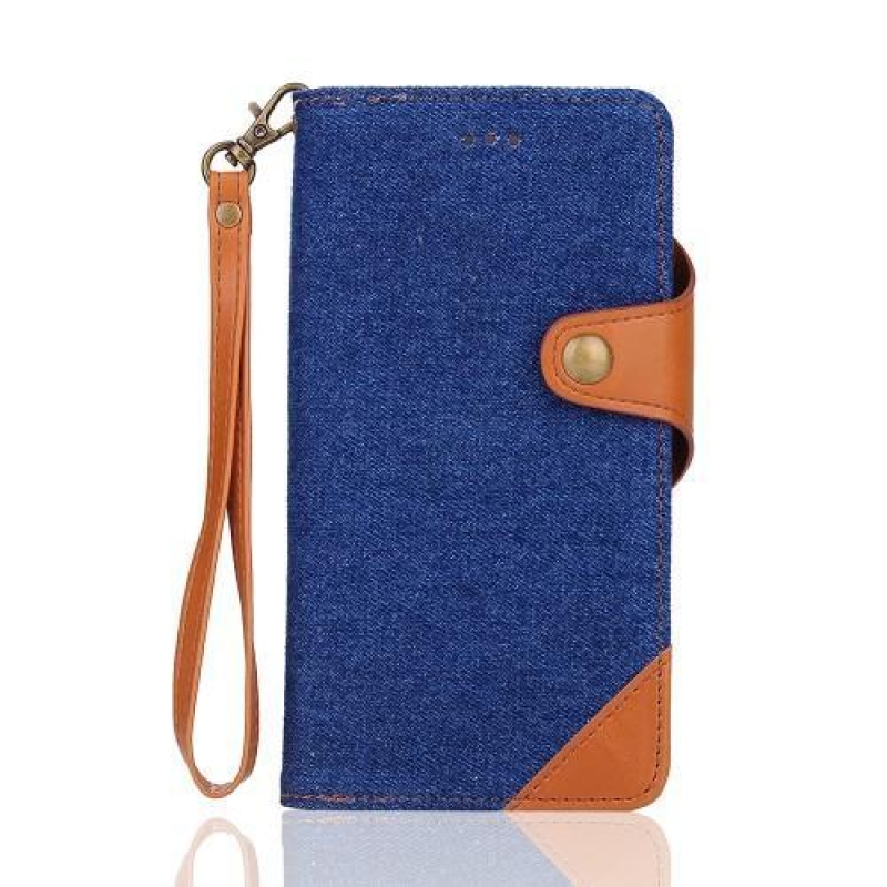 Cloth textilní/PU kožené pouzdro s vyjímatelným uchycením na iPhone 7 Plus a 8 Plus - tmavěmodré