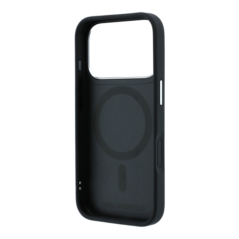 Karl Lagerfeld PU Saffiano Ring Stand MagSafe Zadní Kryt pro iPhone 18 Pro Max Black