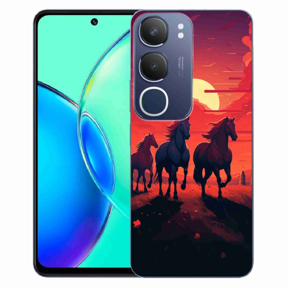 Gelový kryt mmCase na Vivo Y19s - koně a západ slunce