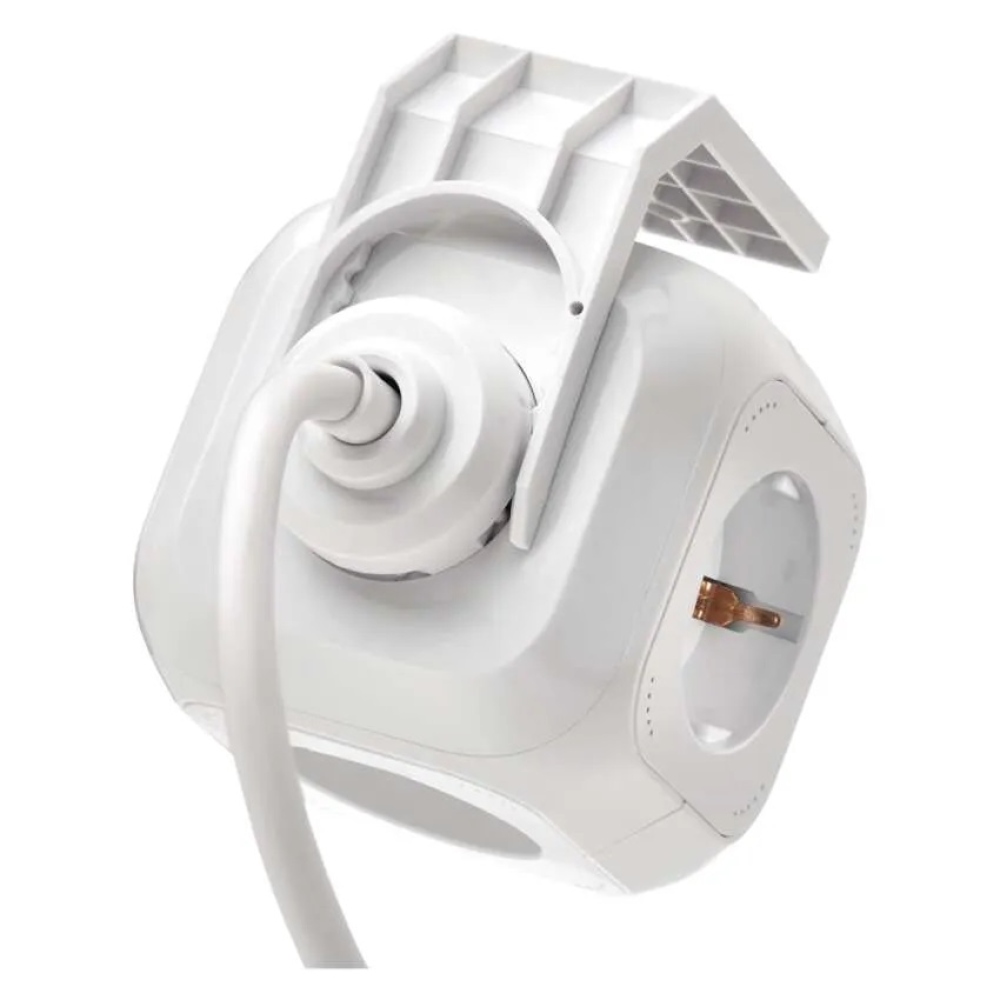 Prodlužovací kabel - kostka 1,9 m / 4 zásuvky / bílý / PVC / s USB / 1,5 mm2