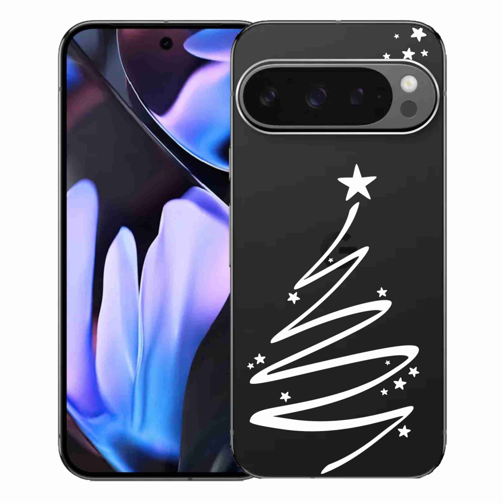 Gelový kryt mmCase na Google Pixel 9 Pro XL - bílý stromeček na průhledném pozadí