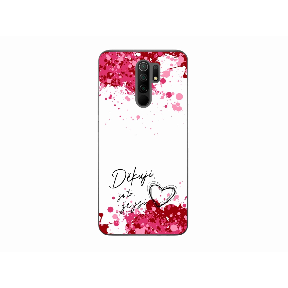 Gelový kryt mmCase na Xiaomi Redmi 9 - zamilovaný text 2 bílé pozadí