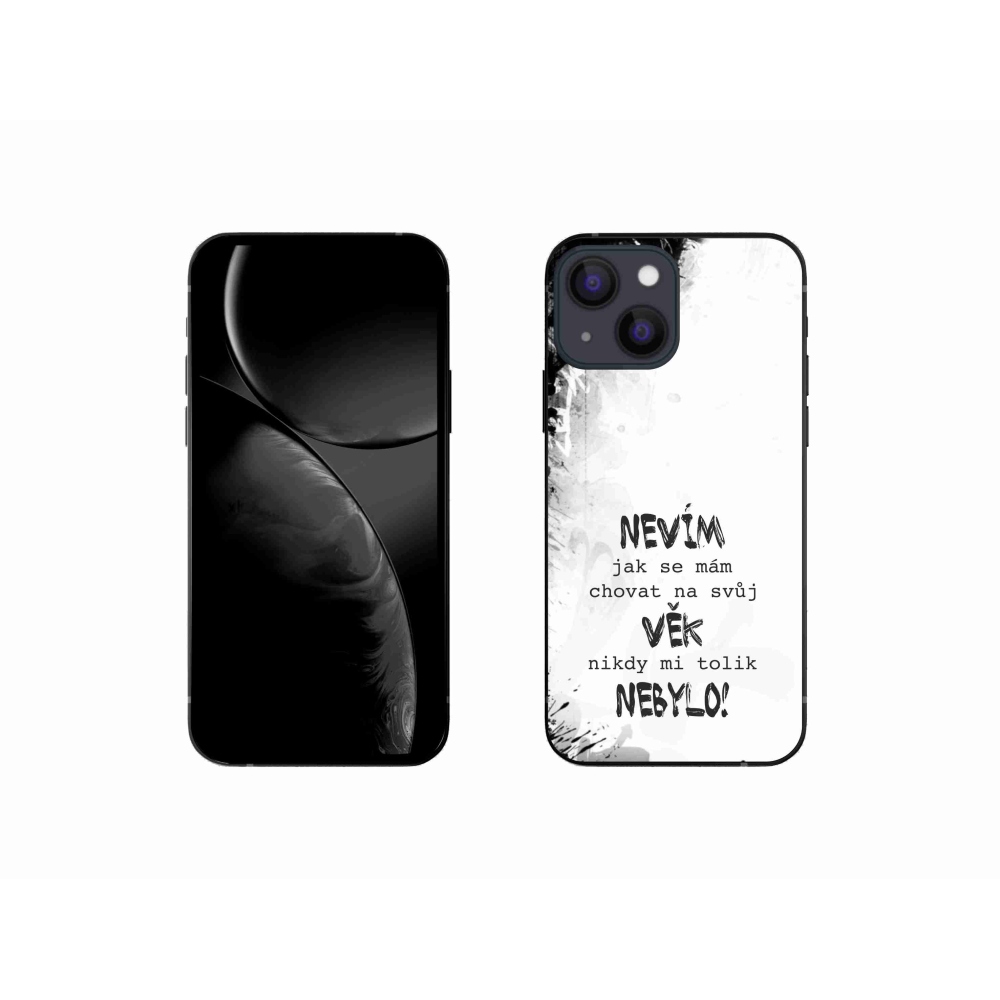 Gelový kryt mmCase na iPhone 13 mini 5.4 - vtipný text 14 bílé pozadí