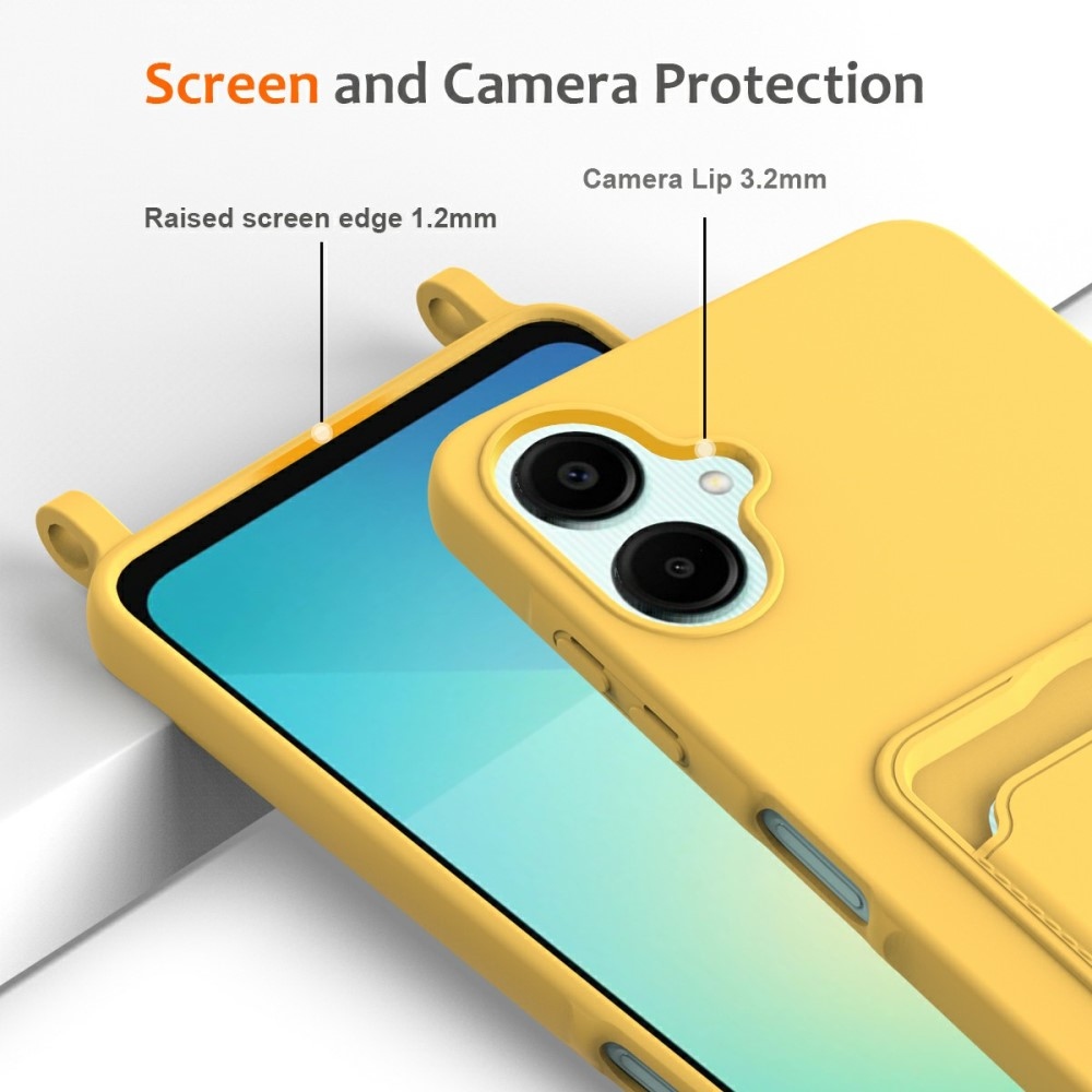 Card gelový obal se šňůrkou na Samsung Galaxy A06 4G - žlutý
