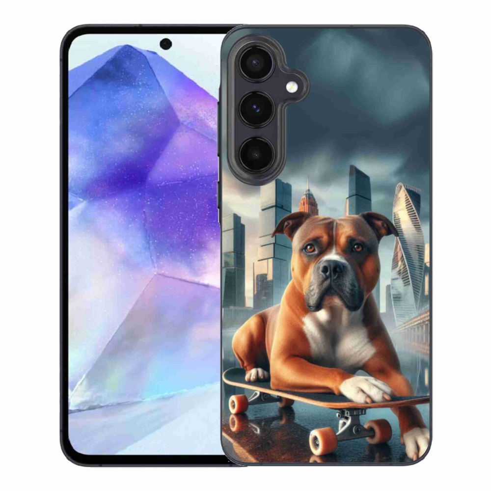 Gelový kryt mmCase na Samsung Galaxy A55 5G - pes na skateboardu