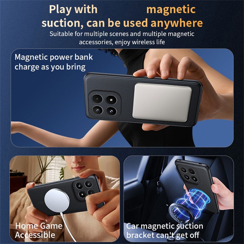 Coated gelový obal s umělou kůží a MagSafe na Xiaomi 17 - černý