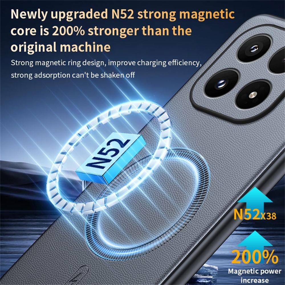 Coated gelový obal s umělou kůží a MagSafe na Xiaomi 17 - šedý