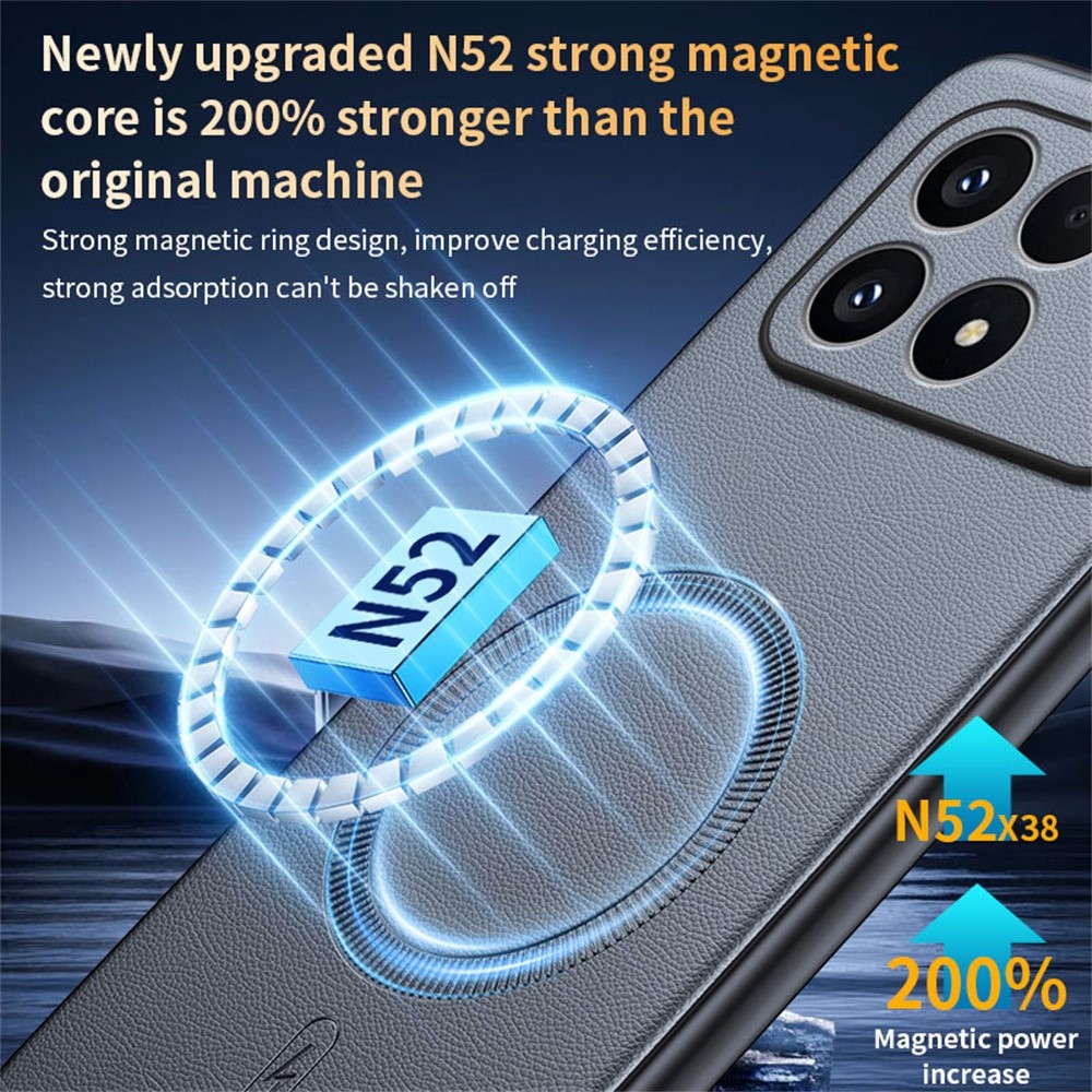 Coated gelový obal s umělou kůží a MagSafe na Xiaomi Poco F8 Pro 5G - šedý