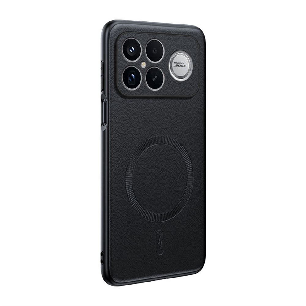 Coated gelový obal s umělou kůží a MagSafe na Xiaomi Poco F8 Ultra 5G - černý