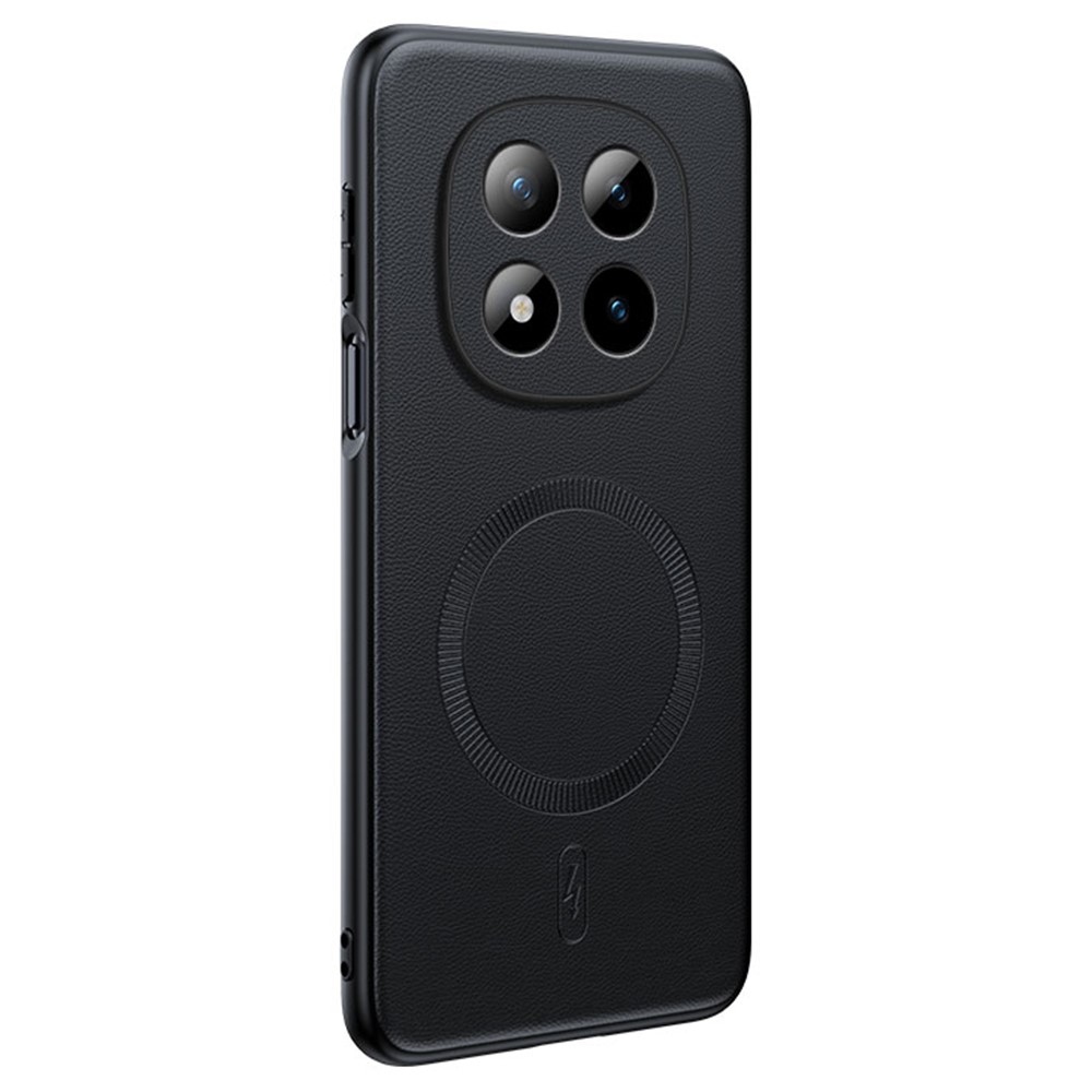 Coated gelový obal s umělou kůží a MagSafe na Xiaomi Redmi Note 15 Pro+ 5G - černý