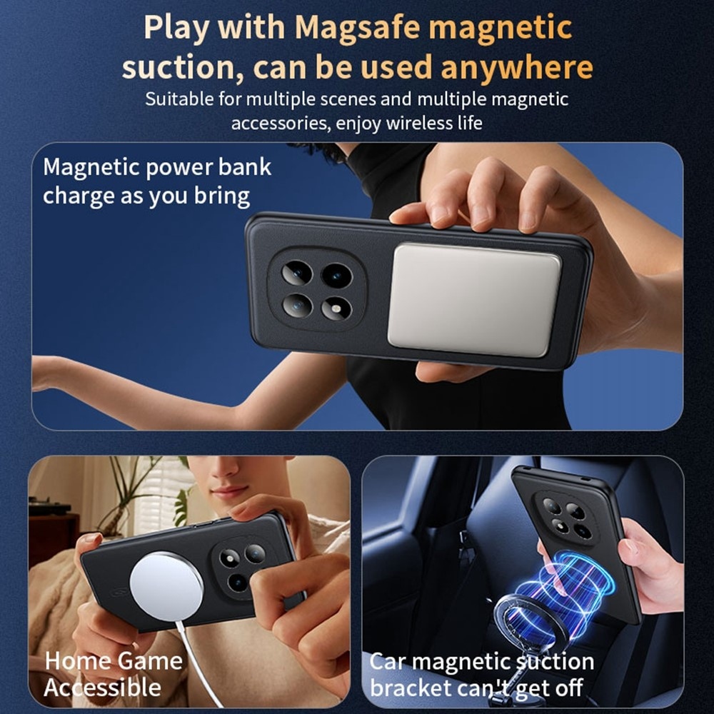 Coated gelový obal s umělou kůží a MagSafe na Xiaomi Redmi Note 15 Pro+ 5G - černý