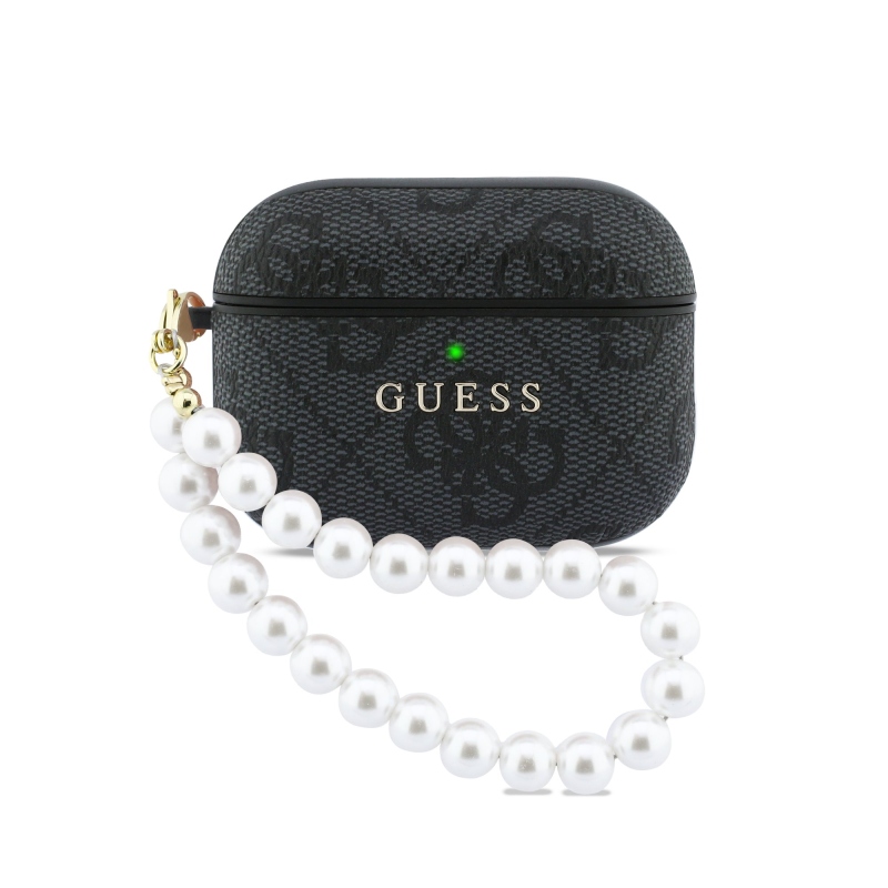 Guess PU 4G Classic Logo Pearl Strap Pouzdro pro AirPods Pro 3 Black