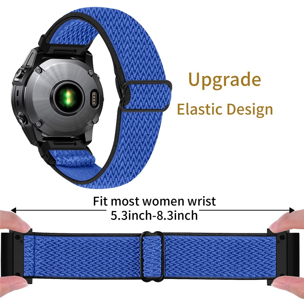 Connect nylonový elastický řemínek na Garmin Fenix 8 Pro 51mm/Fenix 8 51mm - černý/modrý