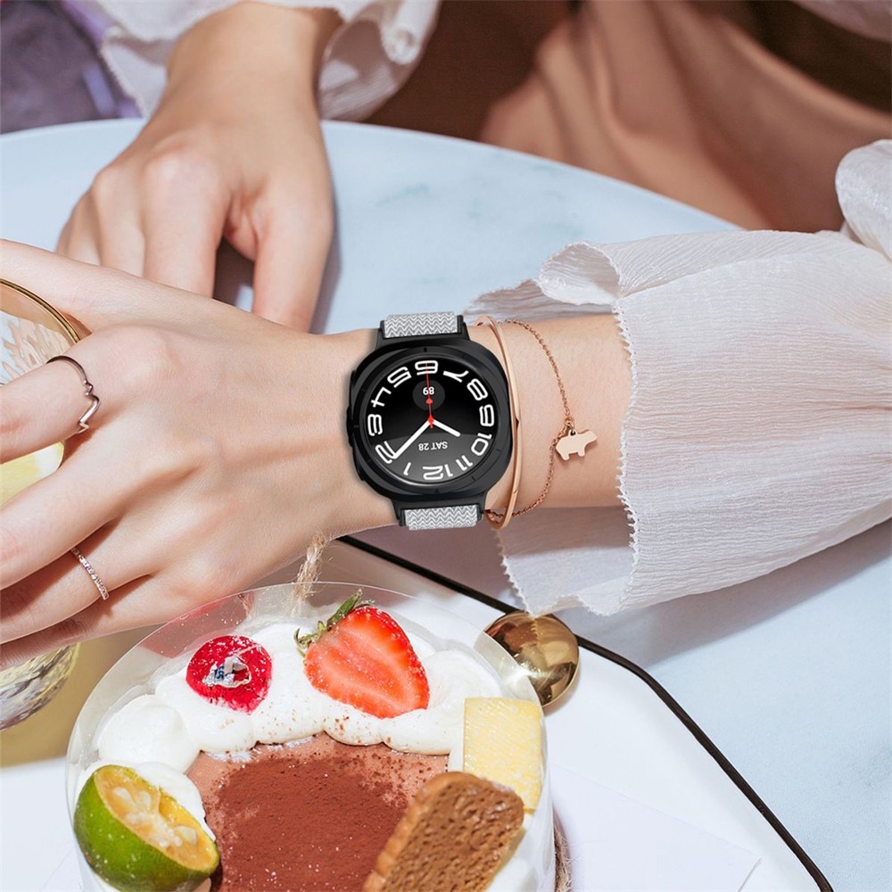 Connect nylonový elastický řemínek na Samsung Galaxy Watch8 Classic 46mm/Watch8 44mm/40mm - černý/bílý
