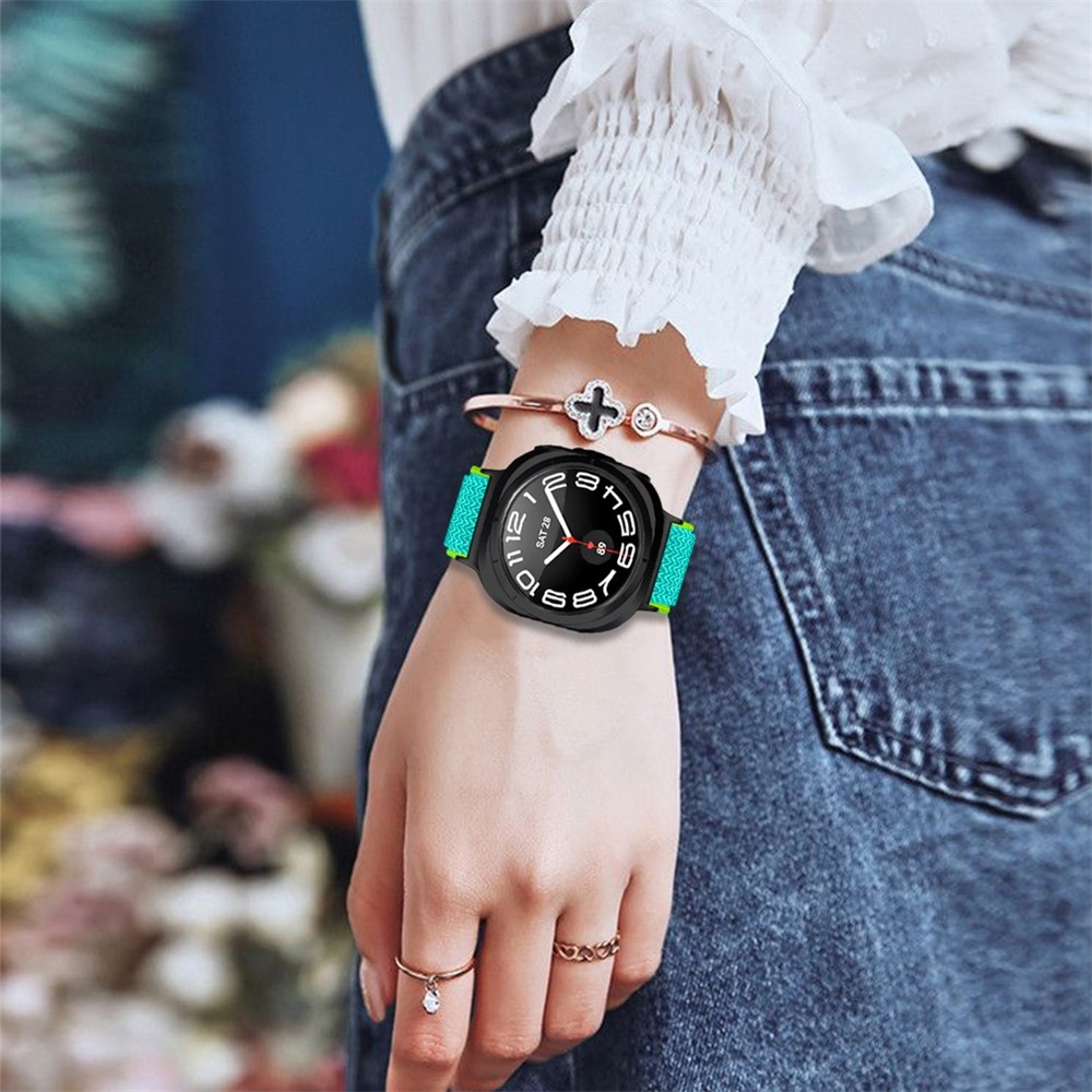 Connect nylonový elastický řemínek na Samsung Galaxy Watch8 Classic 46mm/Watch8 44mm/40mm - žlutý/modrozelený