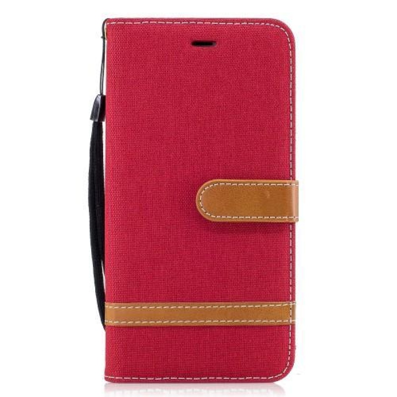 Contra PU kožené/textilní pouzdro na iPhone 8 Plus a 7 Plus - červené