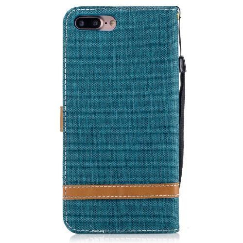 Contra PU kožené/textilní pouzdro na iPhone 8 Plus a 7 Plus - modrozelené