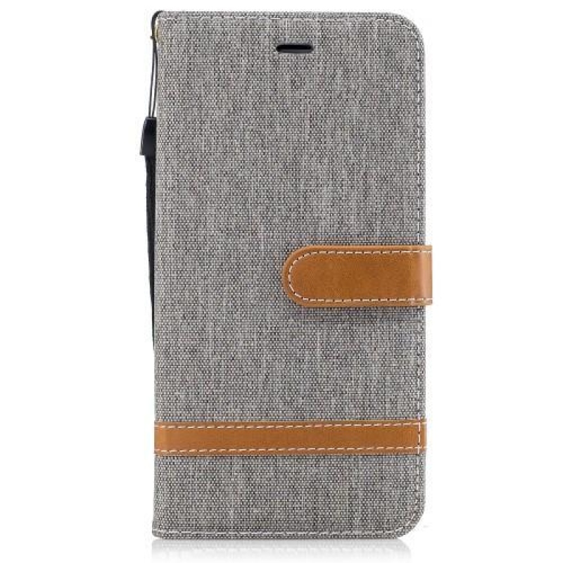 Contra PU kožené/textilní pouzdro na iPhone 8 Plus a 7 Plus - šedé
