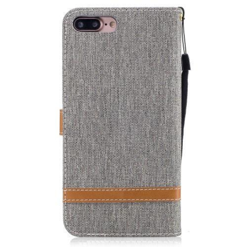 Contra PU kožené/textilní pouzdro na iPhone 8 Plus a 7 Plus - šedé