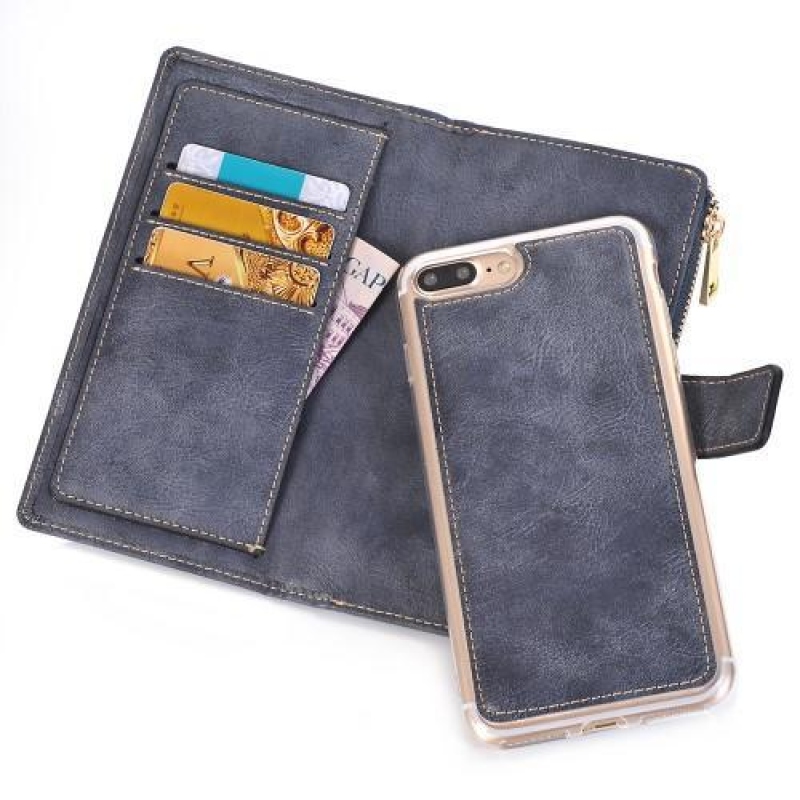 Convert PU kožené pouzdro s vyjímatelným uchycením na iPhone 8 Plus a 7 Plus - tmavěmodré