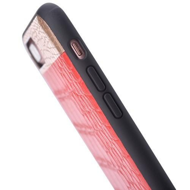 Coom gelový obal potažený pravou kůží s krokodýlím vzorem iPhone 7 a 8 - červený