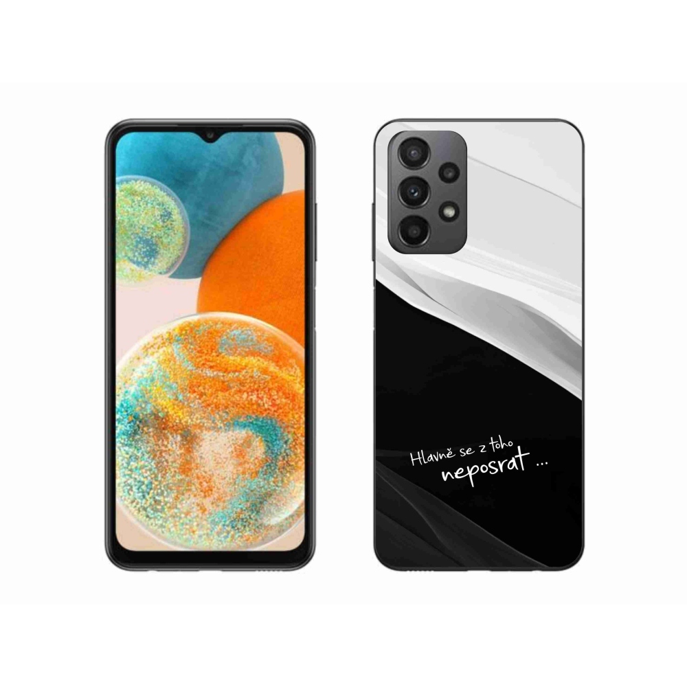 Gelový kryt mmCase na Samsung Galaxy A23 4G/5G - vtipný text 13 černobílé pozadí