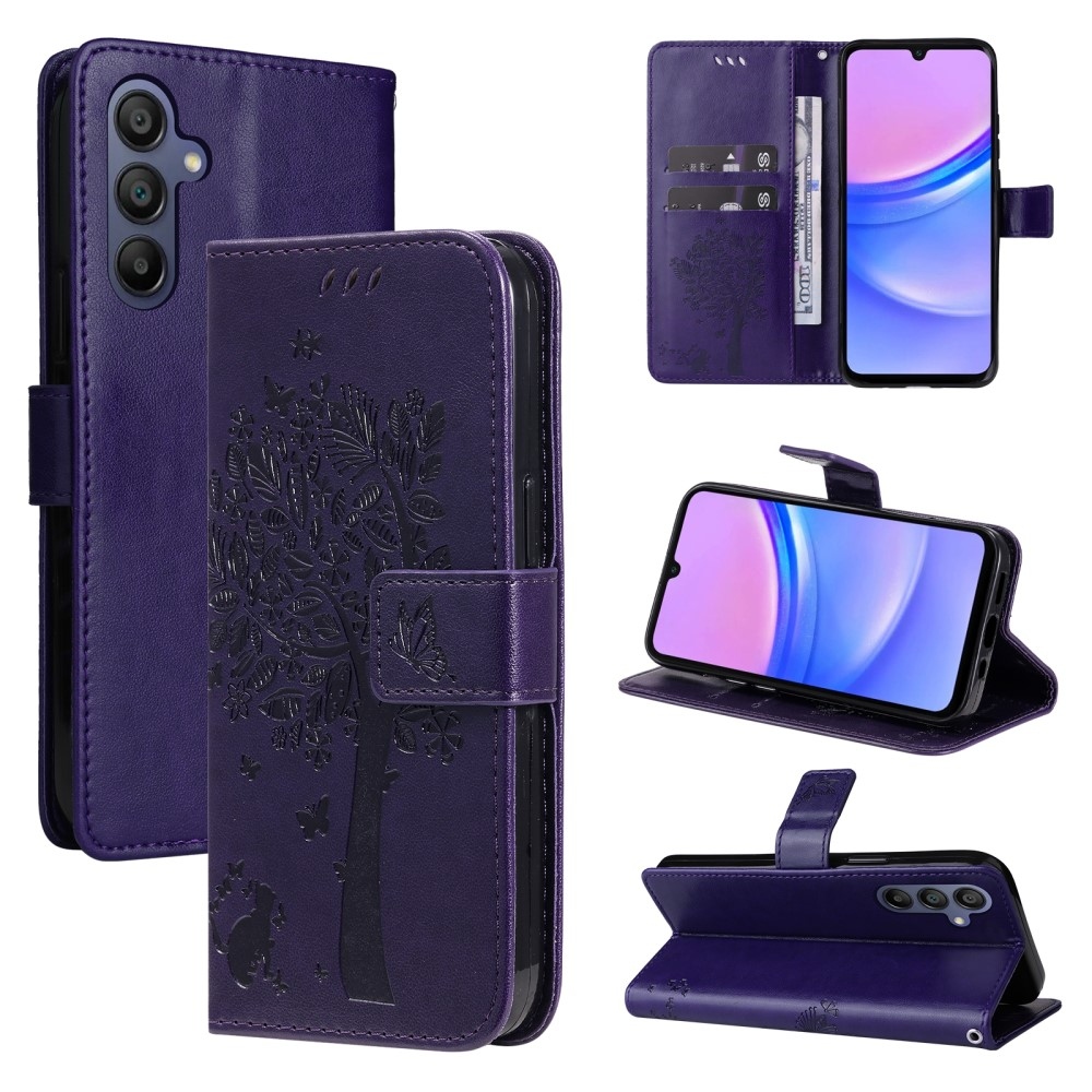Trees knížkové pouzdro na Samsung Galaxy A16 4G/5G/A26 5G - tmavěfialové