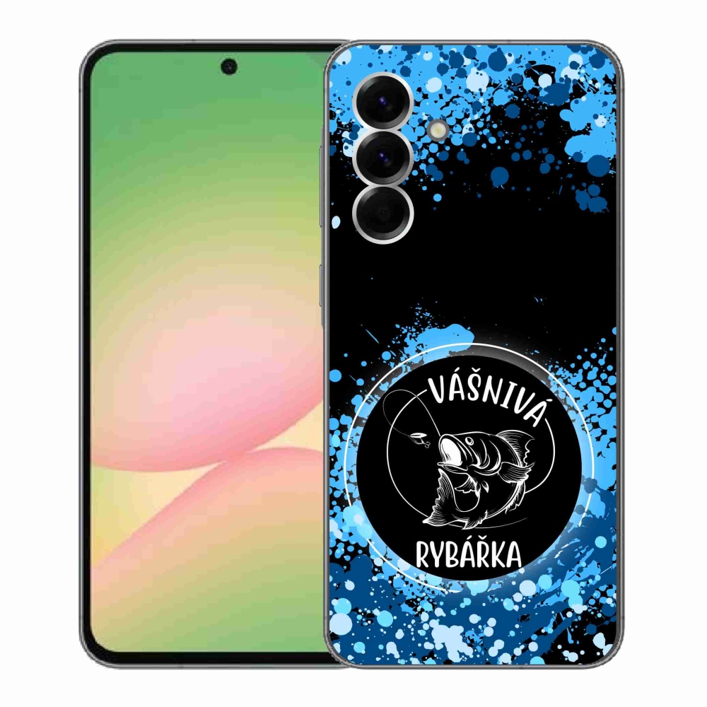 Gelový kryt mmCase na Samsung Galaxy A56 5G - vášnivá rybářka černé pozadí