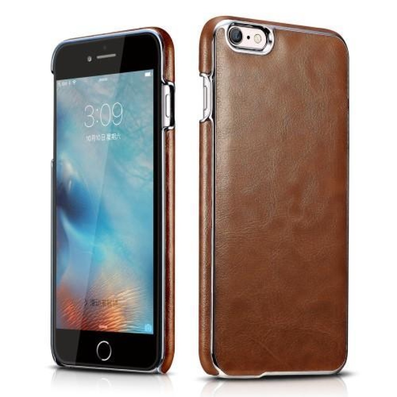 Coty plastový obal s PU koženými zády na iPhone 6 Plus a 6s Plus - hnědý