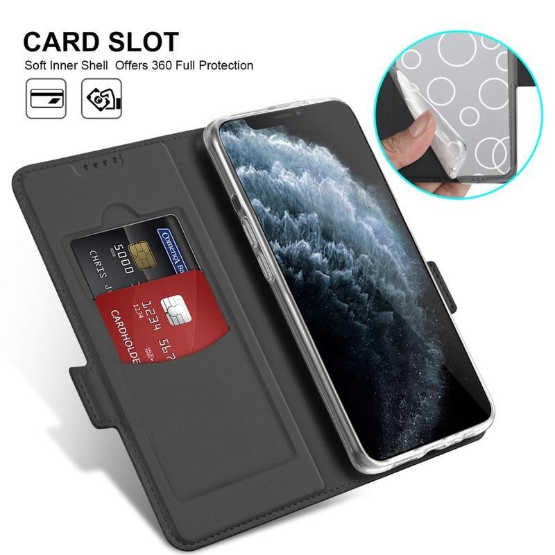 Cover PU kožené peněženkové pouzdro na mobil iPhone 12 Pro/12 - černé