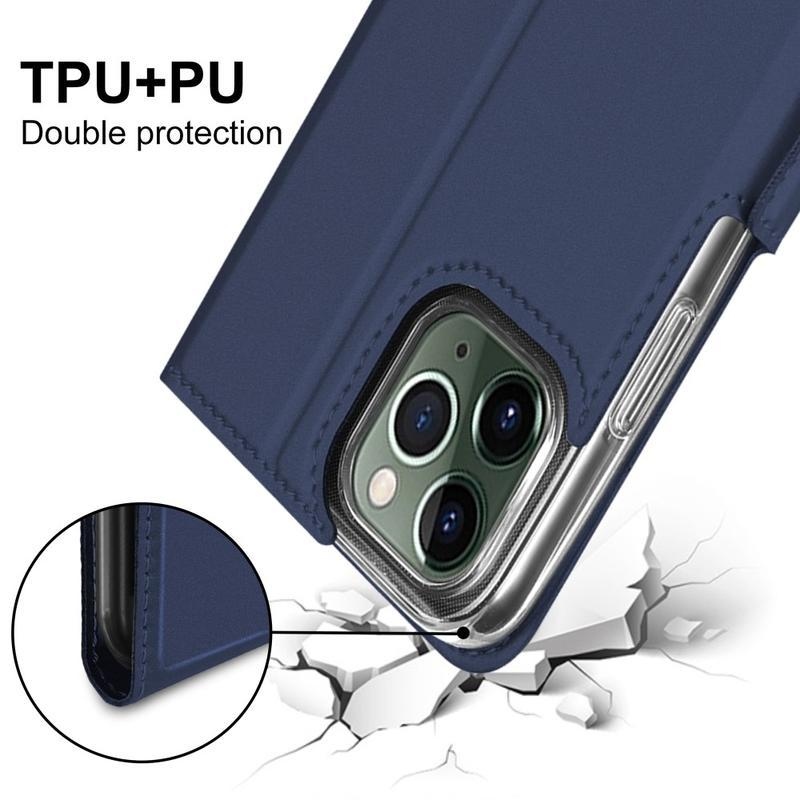 Cover PU kožené peněženkové pouzdro na mobil iPhone 12 Pro/12 - tmavěmodré