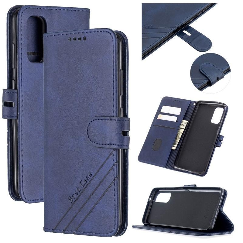 Cover PU kožené peněženkové pouzdro na mobil Samsung Galaxy S20 - modré