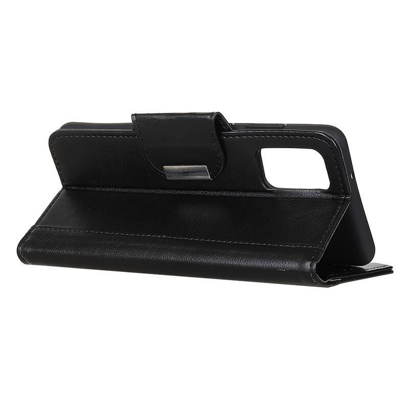 Cowhide PU kožené peněženkové pouzdro na mobil Xiaomi Poco M3 - černé