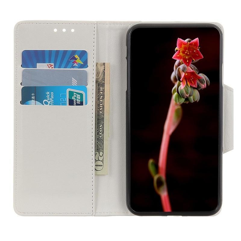 Cowhide PU kožené peněženkové pouzdro na mobil Xiaomi Redmi 9C - bílé