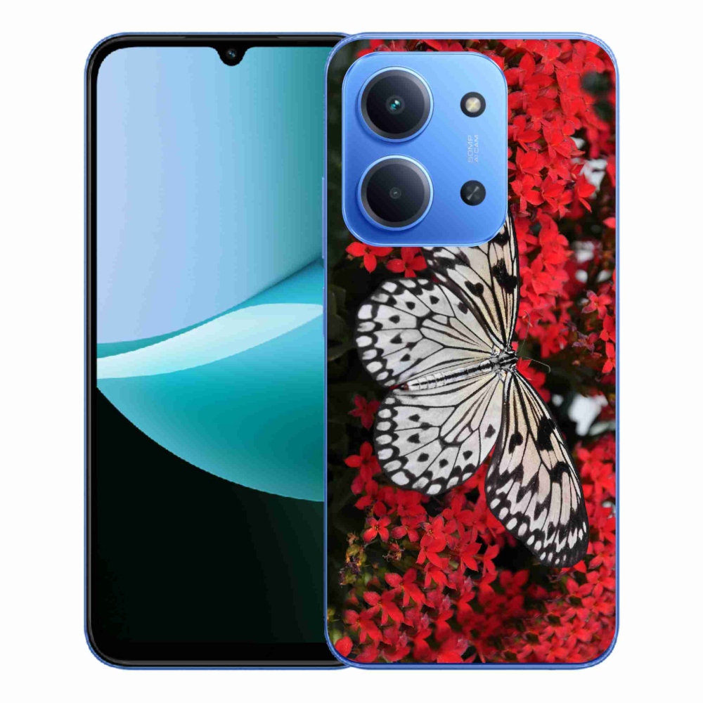 Gelový kryt mmCase na Xiaomi Redmi 15C 4G/5G (173mm) - černobílý motýl 1