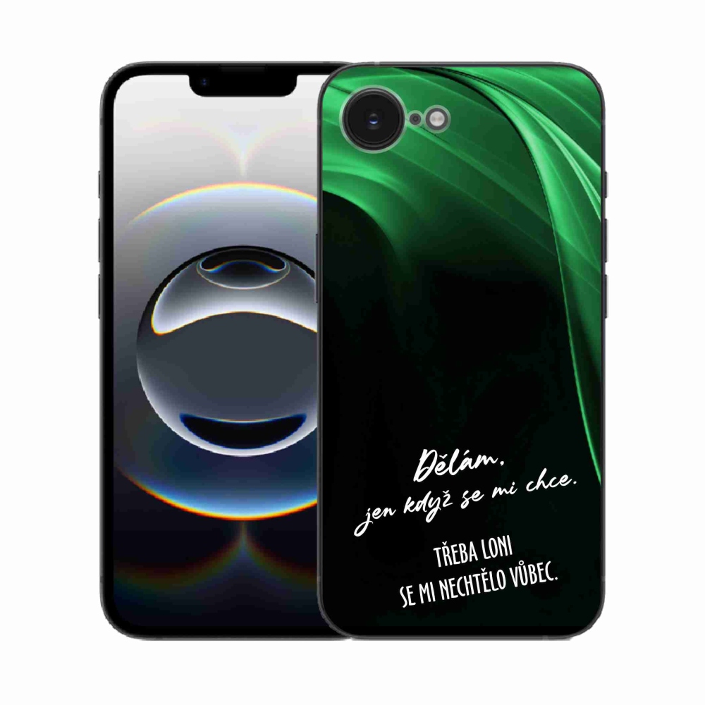 Gelový kryt mmCase na iPhone 16e - vtipný text 12 černé pozadí