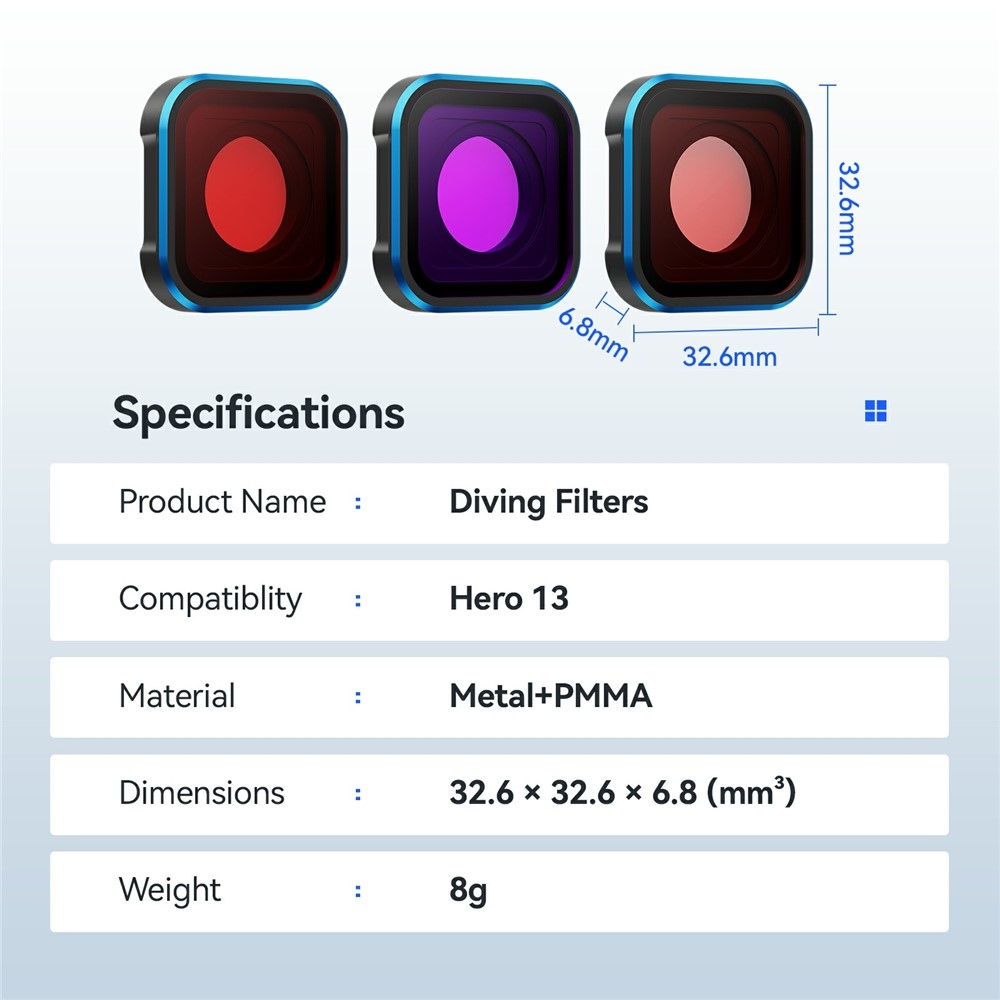 AMAGISN potápěčský filtr pro GoPro Hero 13/12/11/11 Mini/10/9 - červený